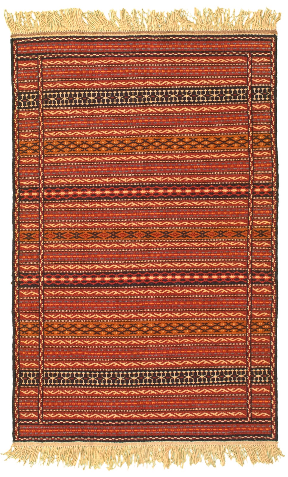 Vintage Hand Woven Area Rug 3’3″ x 5’0″ Traditional Wool Oriental Carpet