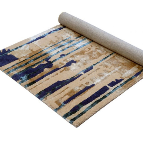 Blue and Beige Hand Tufted Mercurial Rug, Handmade Wool Area Rug Home Decor