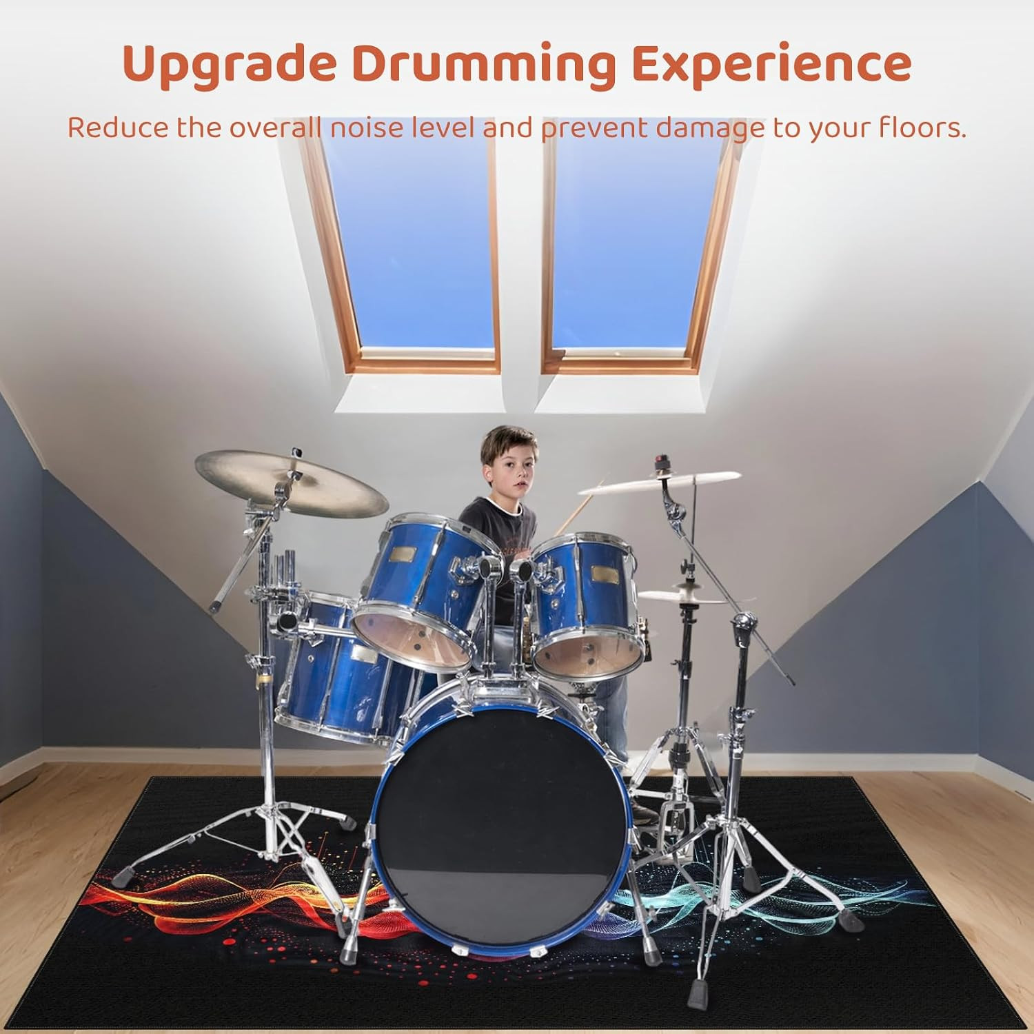 6 x 5 Ft Drum Rug Non Slip Drum Mat Sound Reducing Carpet for Drum Sets Piano