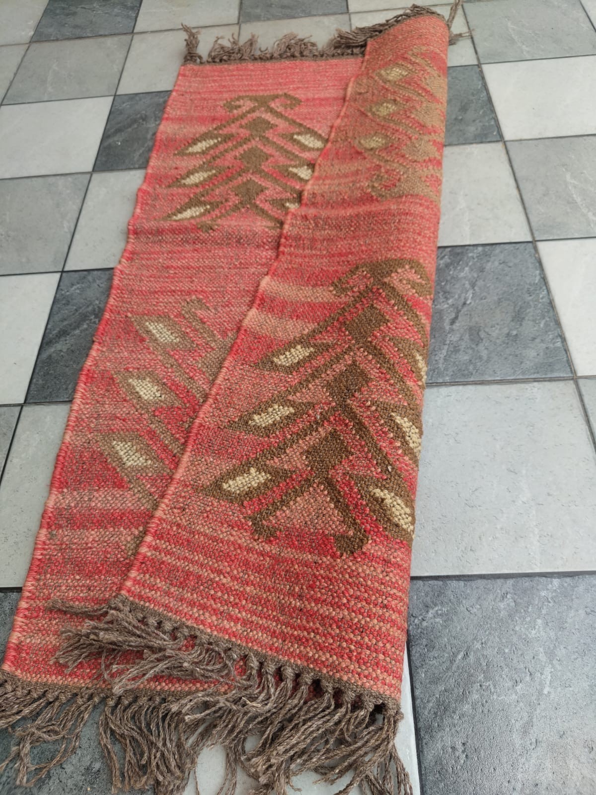 Vintage Rug Wool Jute Kilim Dinning Living Room Area Rug Hallway Kitchen Carpet
