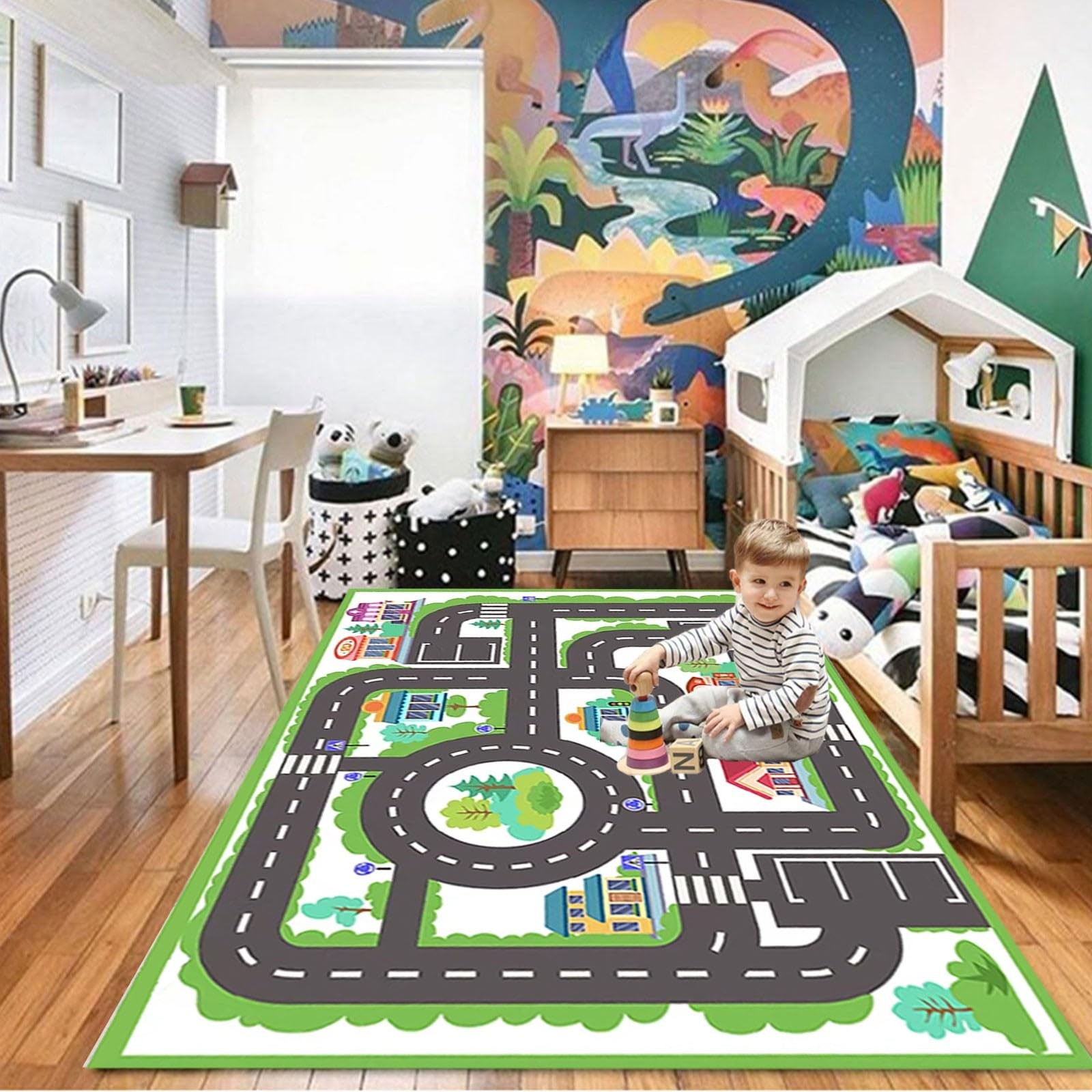 Car Rug Carpet Play Mat Rugs for ,Road Traffic City Life Town Play Mat Game A…