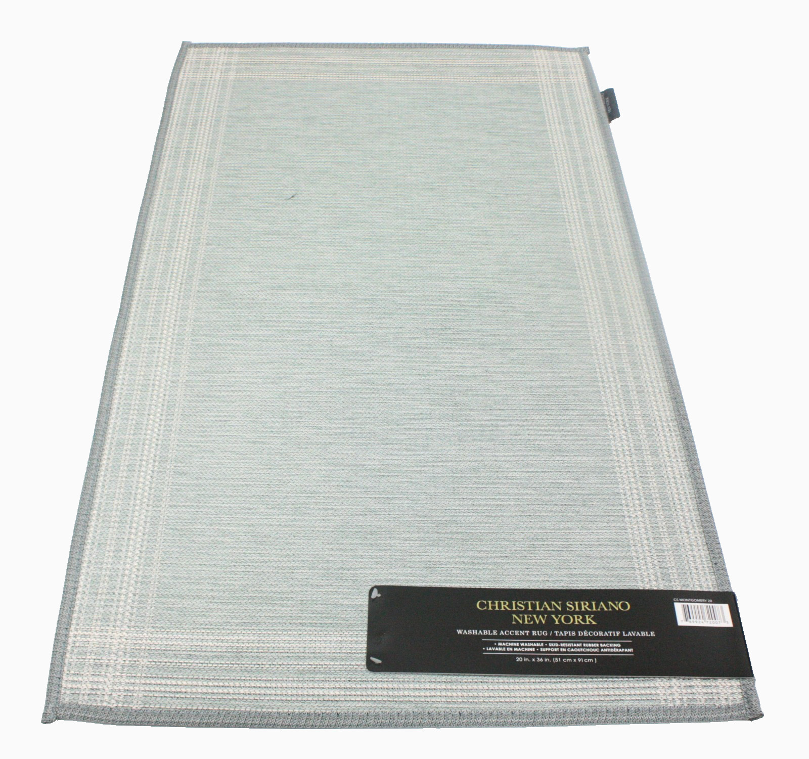 New Christian Siriano New York Washable Accent Rug Sage Plaid Design 20in x 36in