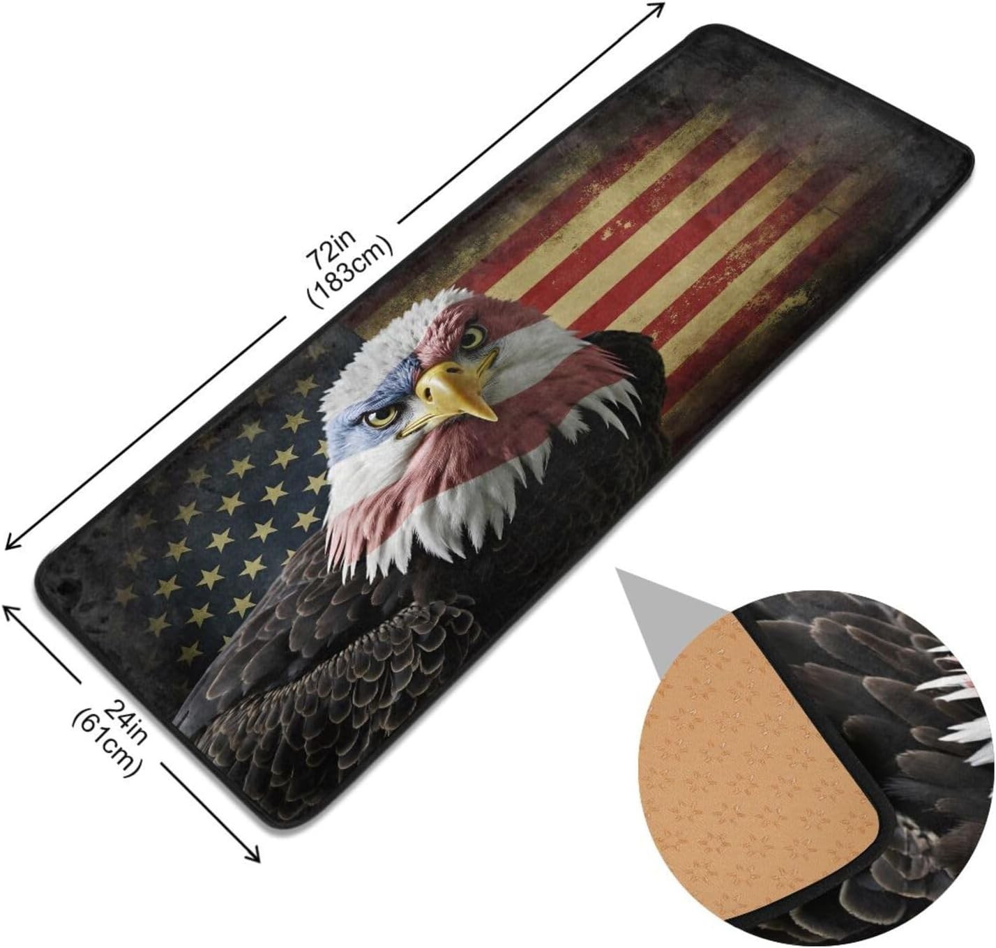 American Bald Eagle Flag Runner Rug Floor Mat Non-Skid Fourth of July Kitchen Ru