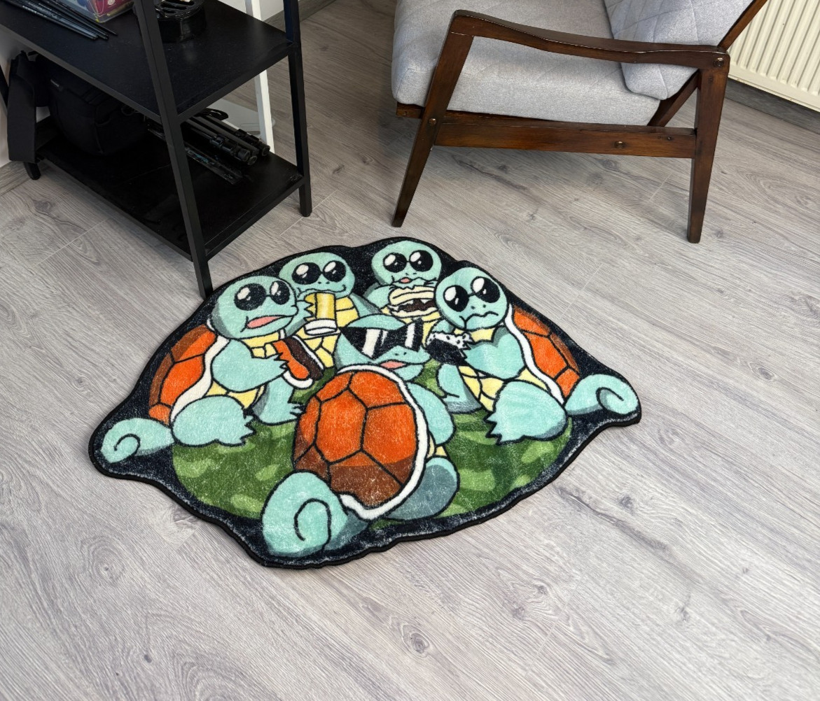 Pokemon Squirtle Carpet Rug 100x70cm Pile Floor Mat Cartoon Gaming Room Decor
