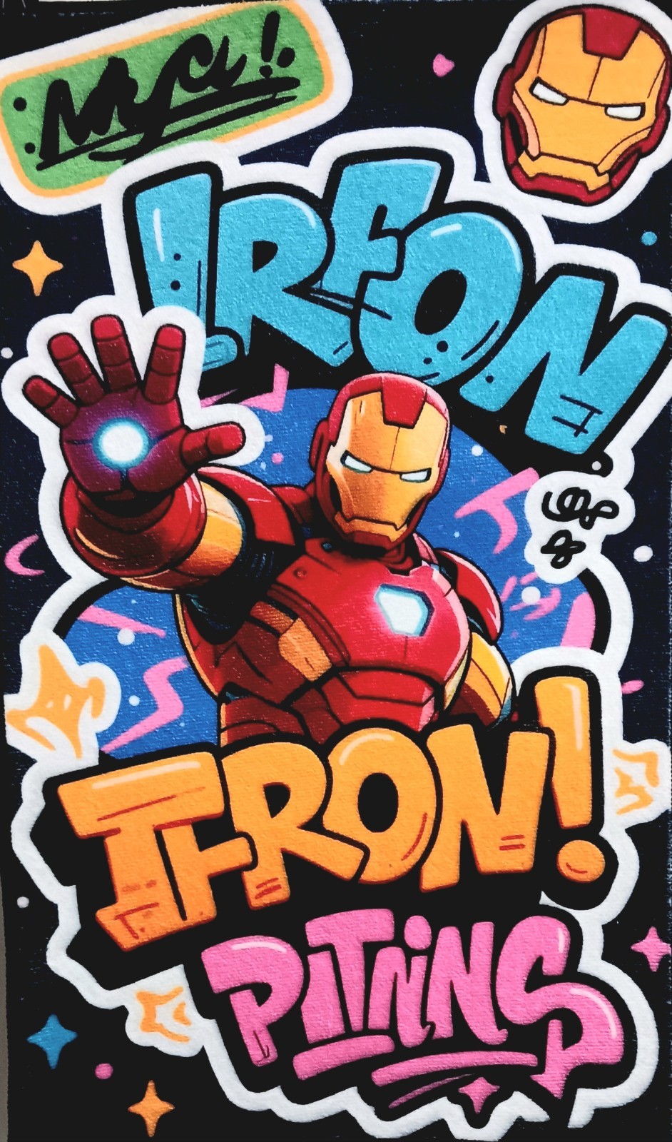 GRAFFITI IRONMAN | 18×30 INDOOR AREA RUG | FLOOR MAT | FAN DECOR | WALL ART