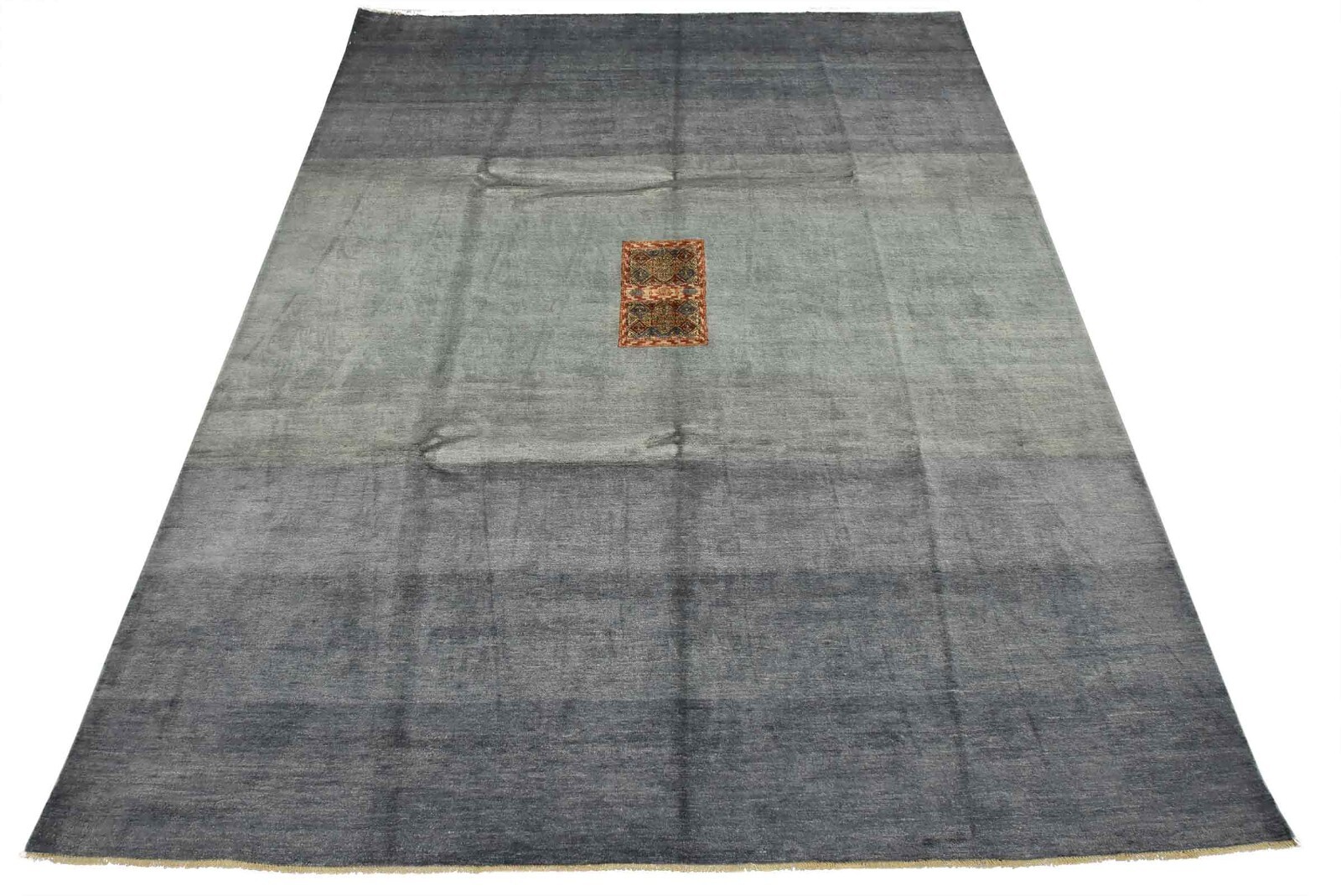 Ombre Gabbeh 8’1” x 10’2” Blue Wool Contemporary Hand-Knotted Oriental Rug