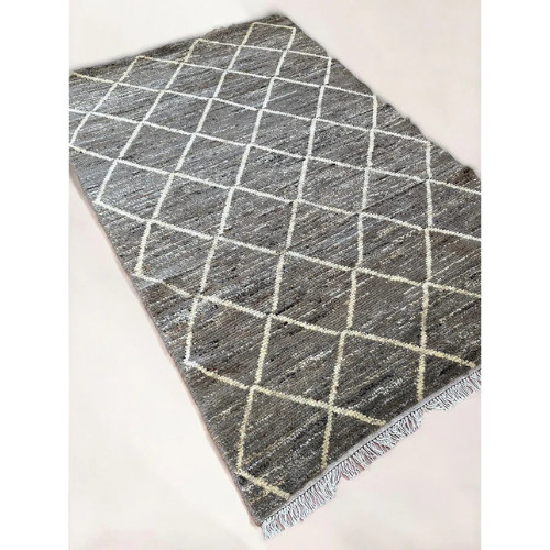 Unique Beni Ourain rug – New Berber design Hand-Knotted Moroccan wool 8X10,9X12