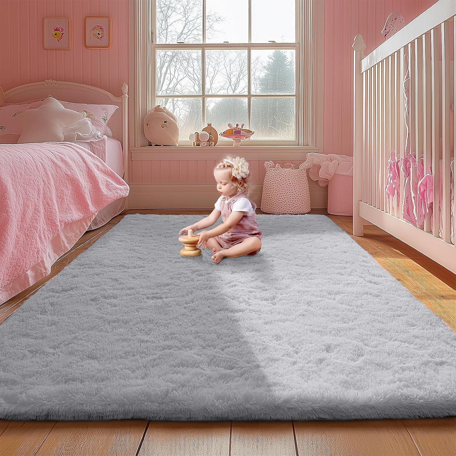 Large Shaggy Area Rugs Soft Fluffy Indoor Floor Mat Anti Slip Bedroom Carpet