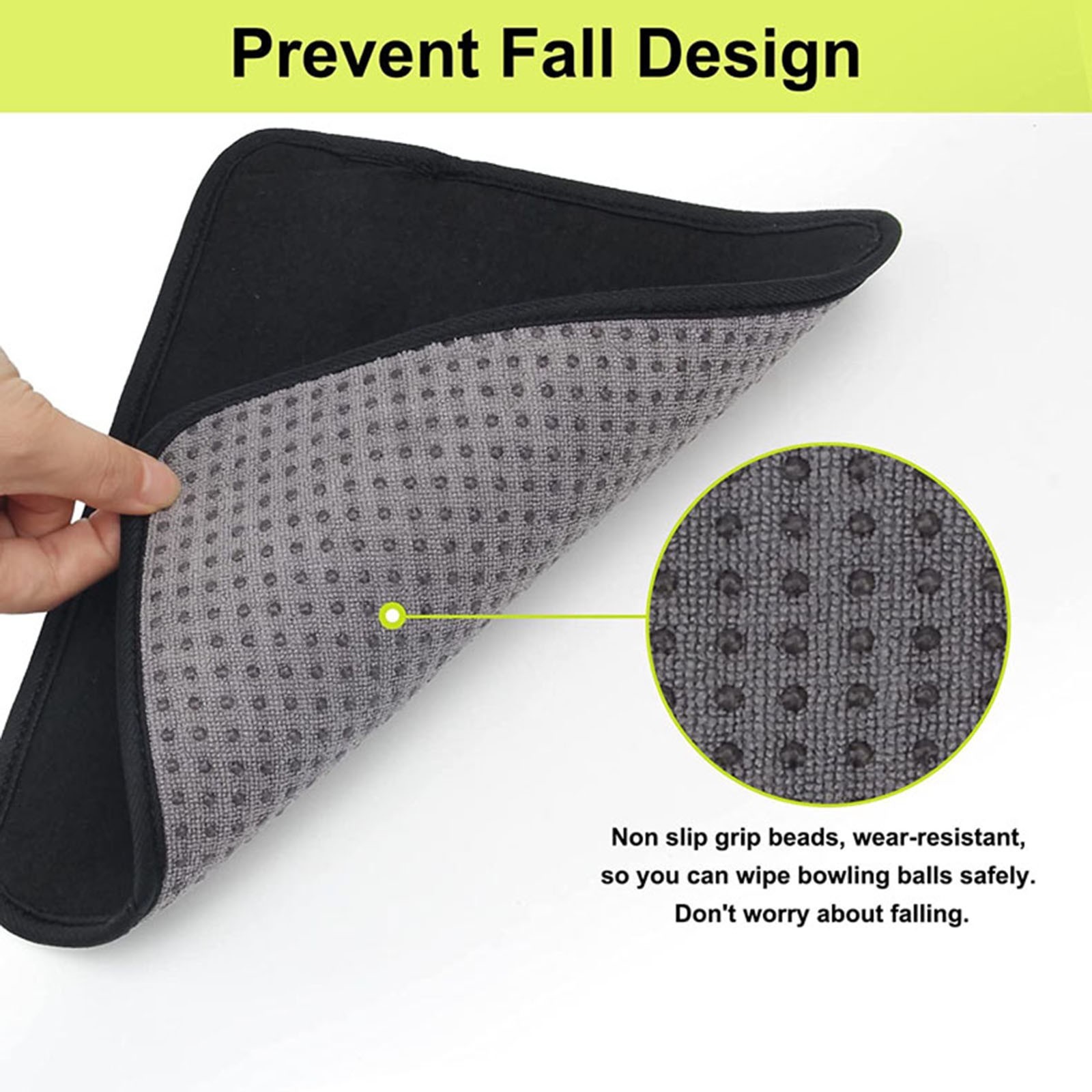 Bowling Ball Towel Cleaner Towel Anti-slip Black+Grey Epoxy Microfiber