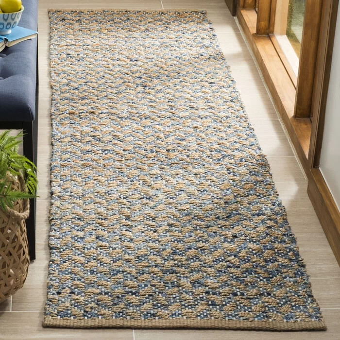Hand Woven 60% Jute, 30% Chindi, 10% Cotton Runner Rug 2’3″x10′ Brand New