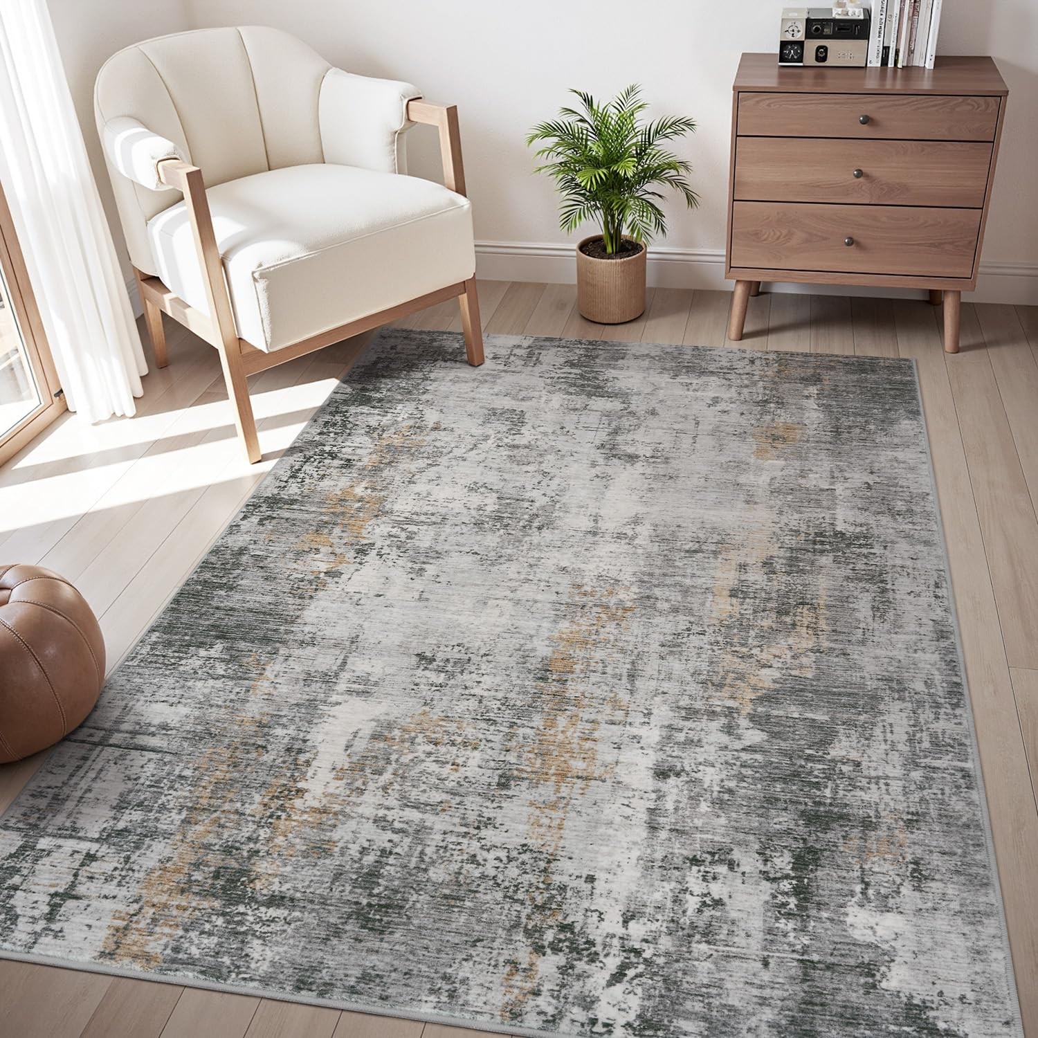 3 x 5 Rug Small Non Slip Area Ultra Soft Machine Washable 3′ x 5′, Grey