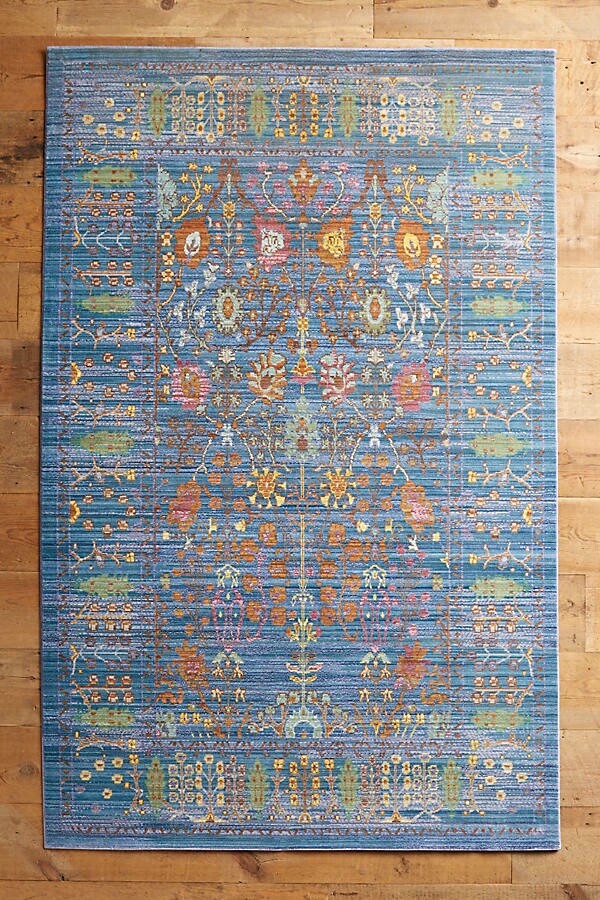 Anthropologie Penshurst Antique Floral Rug, Blues & Greens, NEW