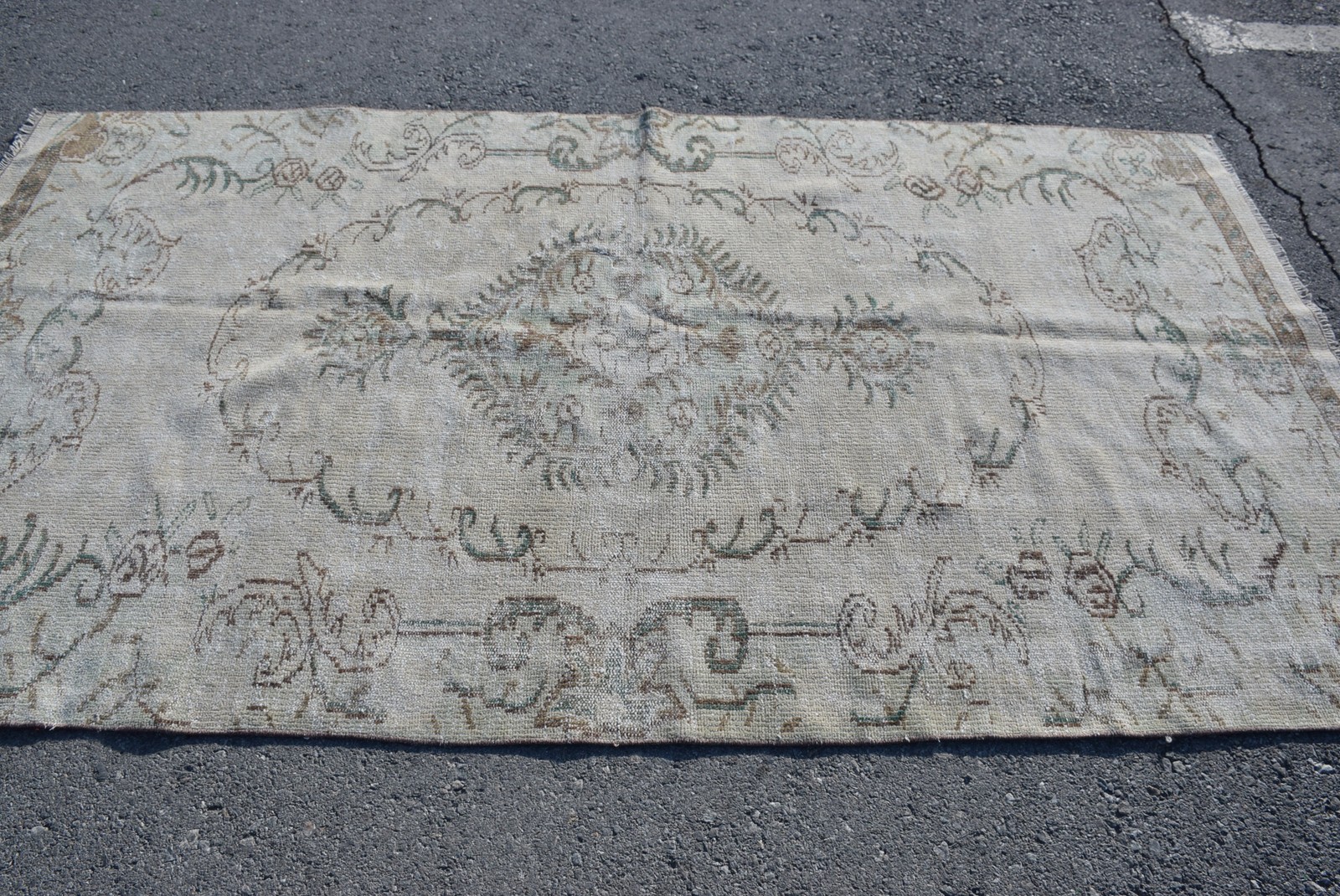Vintage Large Rug, 4,8×8,6 ft Turkish Rug, Gray Oriental Wool Rug