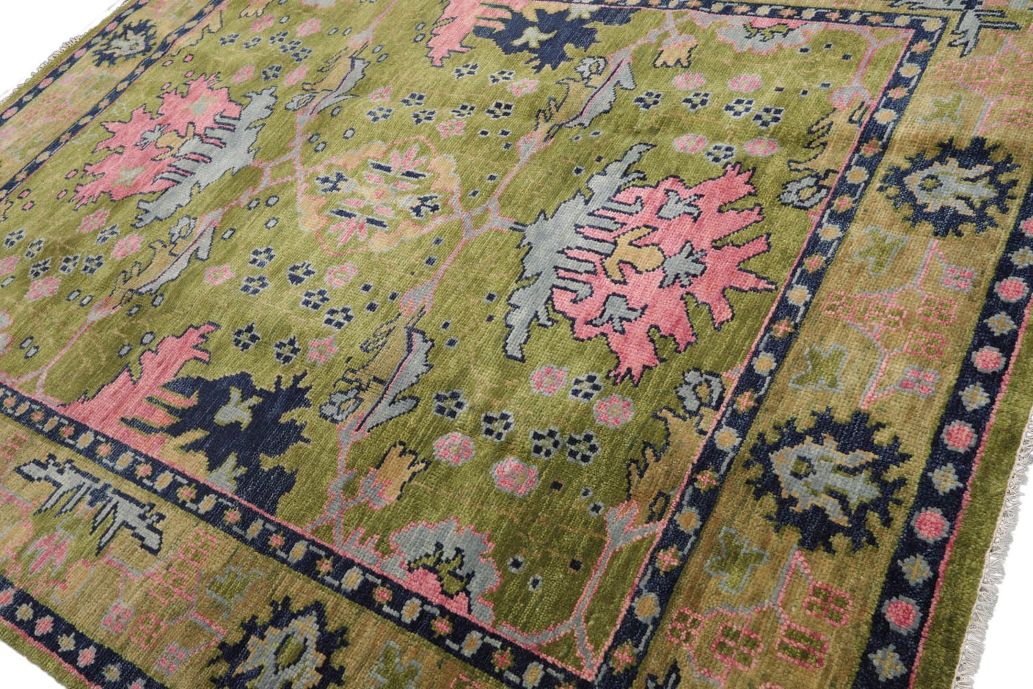 ARTS & CRAFTS MUTED TURKISH OUSHAK MULTI SIZES Hand Knotted Wool Area Rug Green