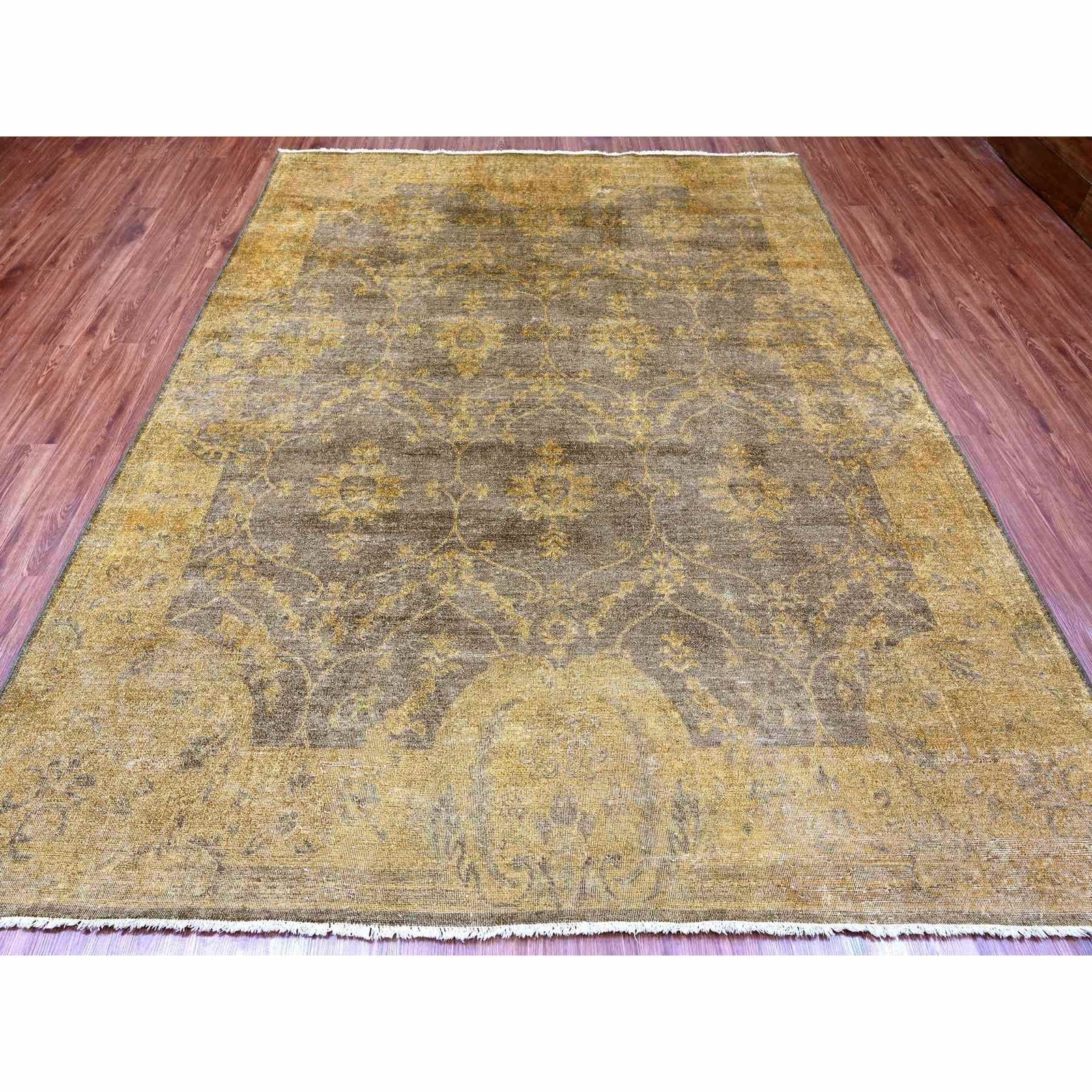7’10″x10’1″ Brown Peshawar Ziegler Mahal Design Hand Knotted All Wool Rug R20838