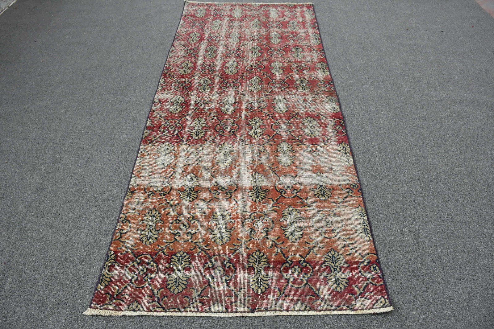 Vintage Rug, 3,4×8,3 ft Area Rug, Red Brown Wool Rug