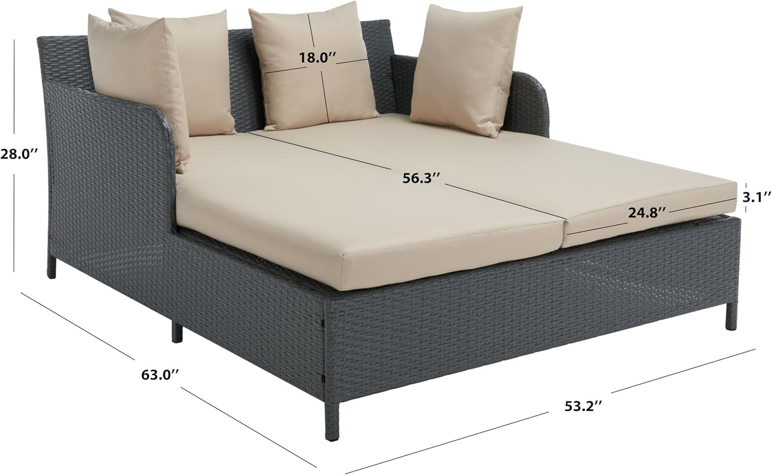 Safavieh Outdoor Collection August Titanium & Sand Daybed