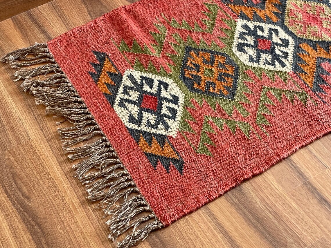 Rugs & Carpets Hand Woven Reversible Oriental Jute Wool Area Rug Runner Carpet