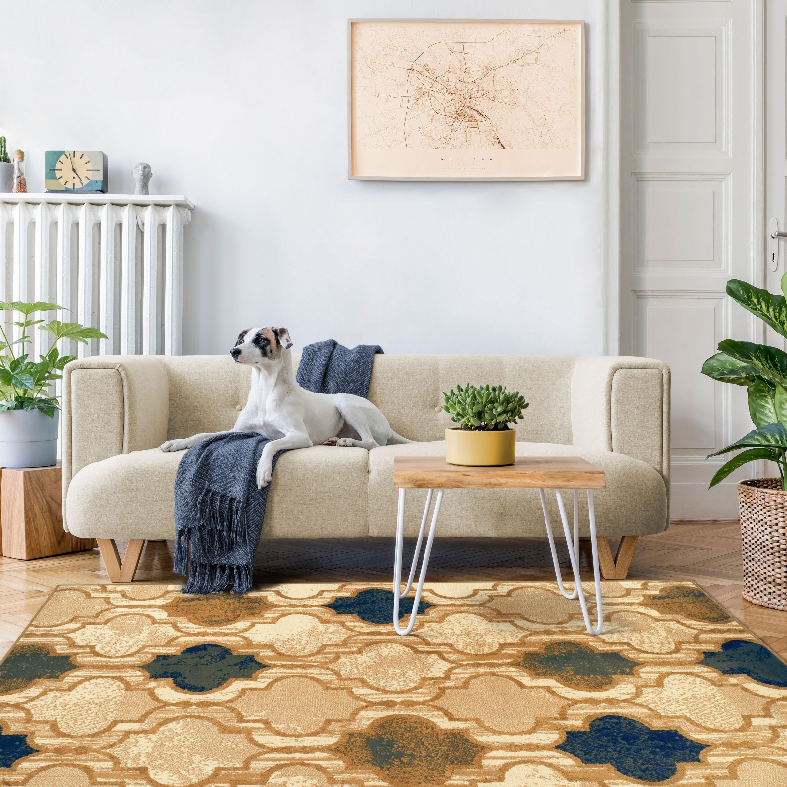 Viking Geometric Trellis Modern Anti Static Colorfast Moth Proof Indoor Area Rug