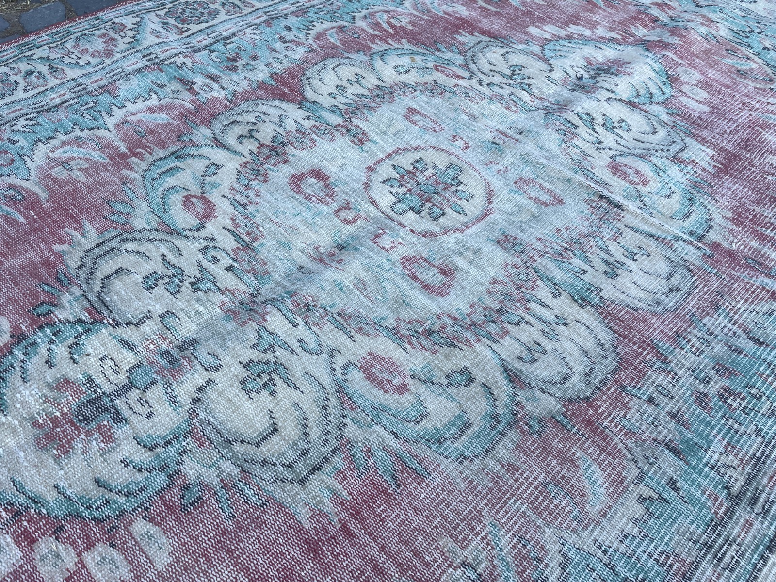 Turkish Vintage Rug, Handmade Wool Rug, Bohemian Large Rug, 6,3 x 9,3 ft