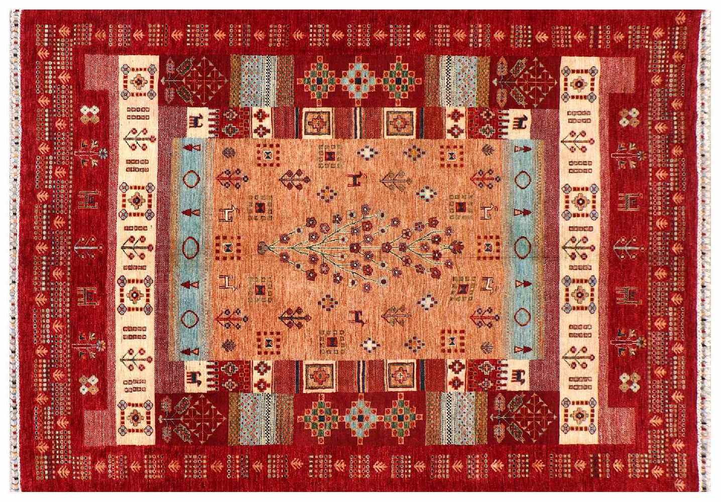 Afghan Ziegler Khorjin Ariana Carpet 170×260 Hand-knotted Red Striped
