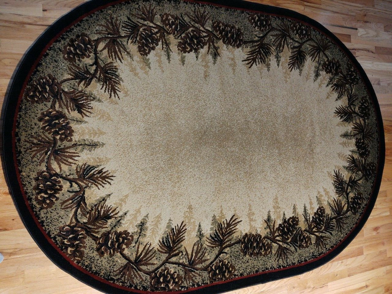 8×10 (7’10” x 9’10”) Oval Pinecone Lodge Cabin Forest Area Rug *FREE SHIPPING*