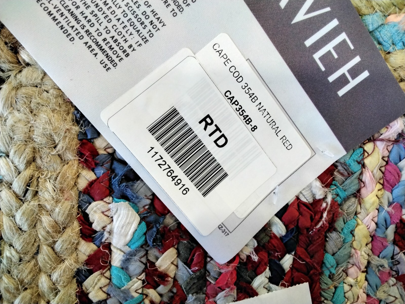 NATURAL / RED 8′ X 10′ Broken Thread Rug, Reduced Price 1172764916 CAP354B-8