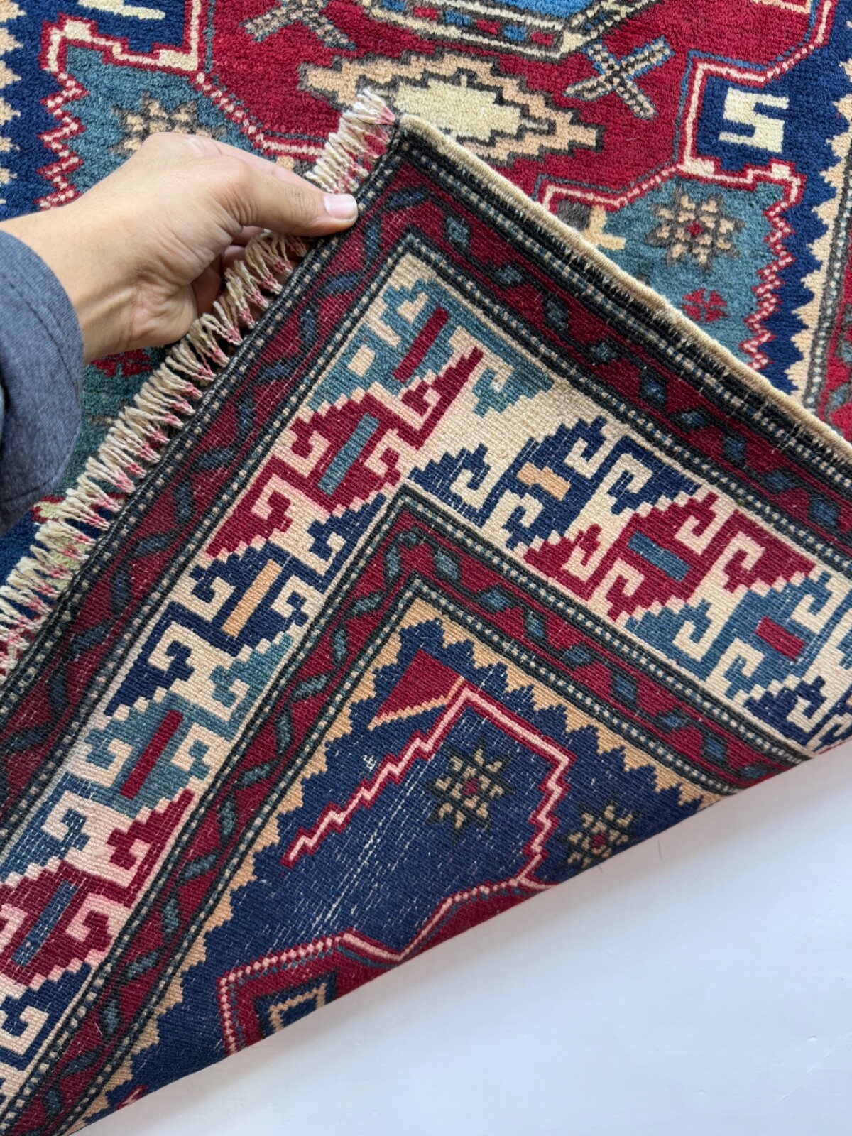 Vintage Beautiful Hand Knotted Traditional Floor Area Wool Rug 117×76 Cm