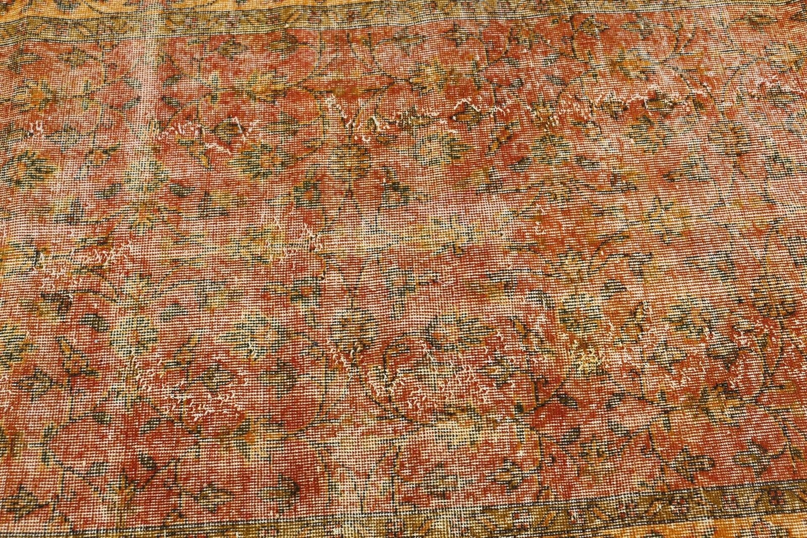 3,7×6,5 ft Rug, Vintage Turkish Rug, Orange Yellow Abstract Rug