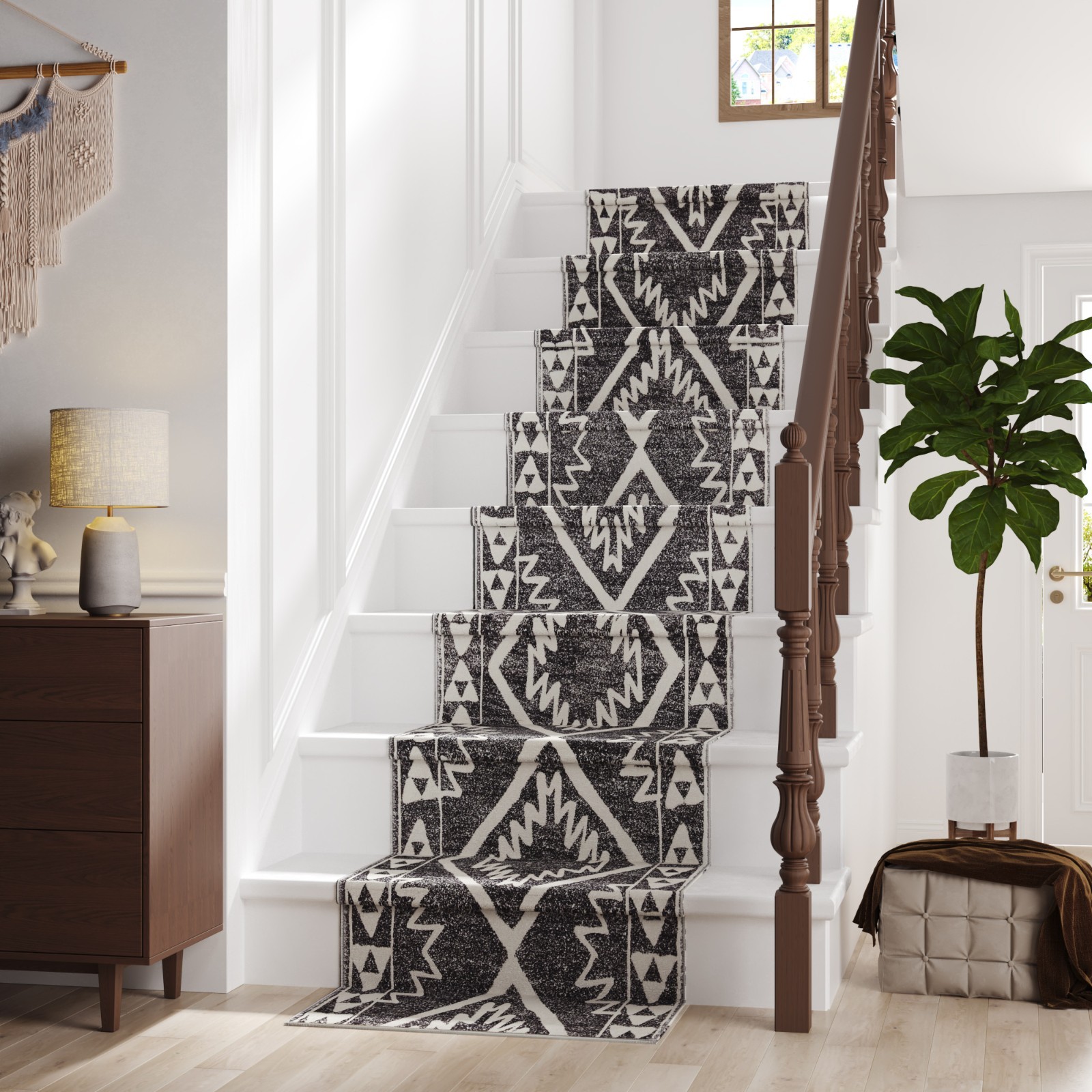 2×8 Runner Rug black Washable Modern Mat Soft Low Pile Non Slip Accent Mat