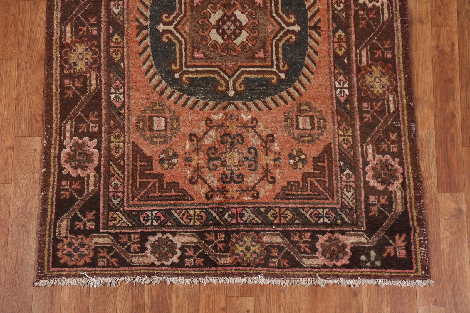 Antique Vegetable Dye Khotan Oriental Orange Mongolian Rug 4×8 Handmade Wool