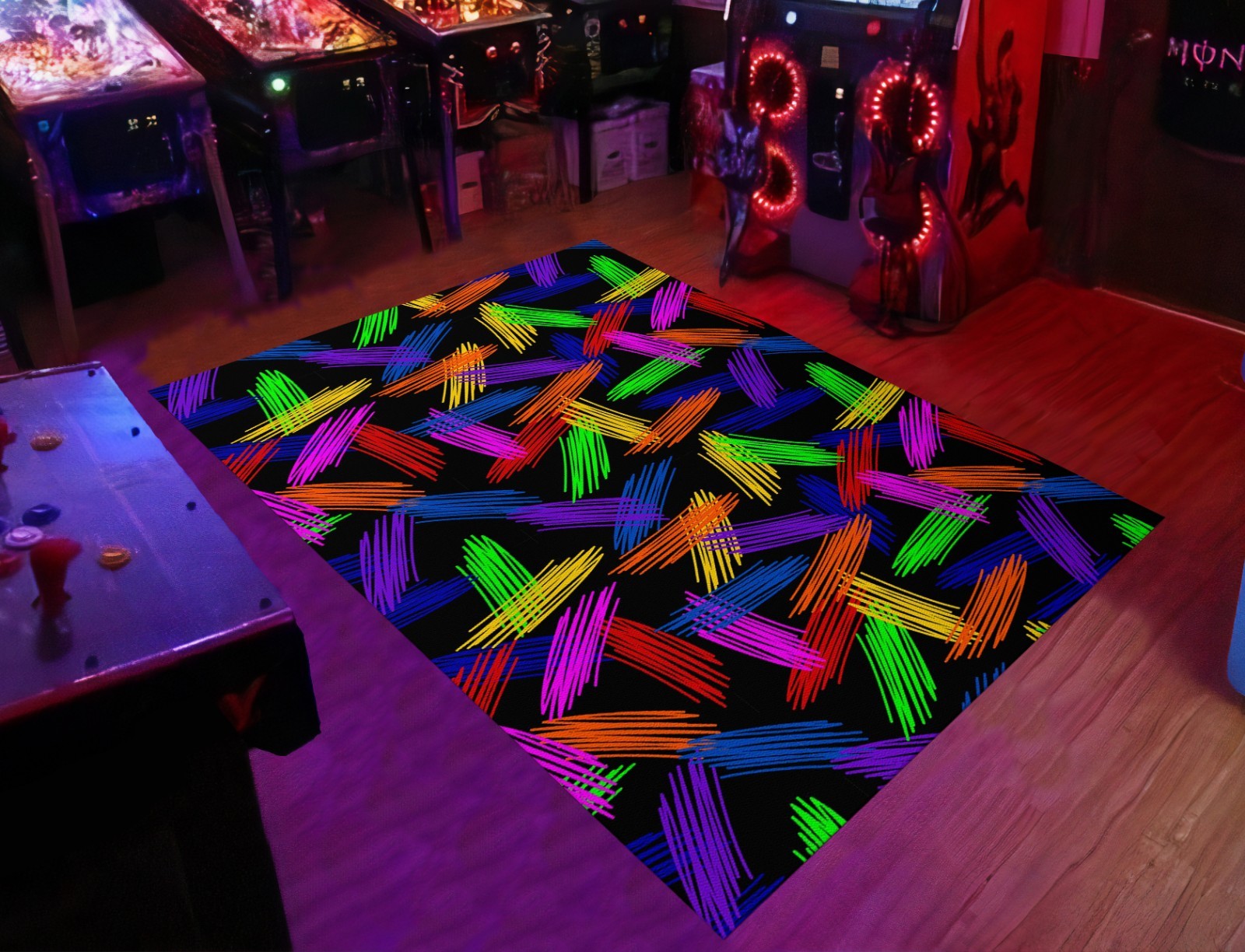 80s arcade rug, retro arcade carpet, arcade bar rug, arcade style area rug