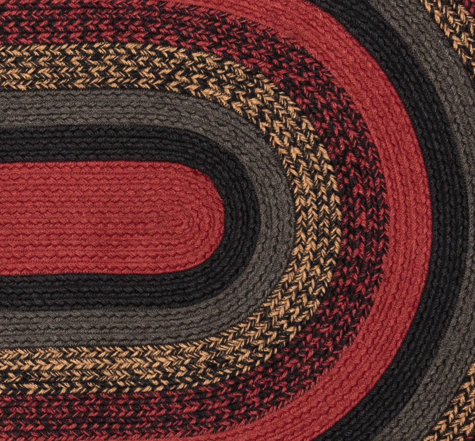 Red Black Oval Braided Rug Eco-Friendly Country Style Non-Slip Cumberland