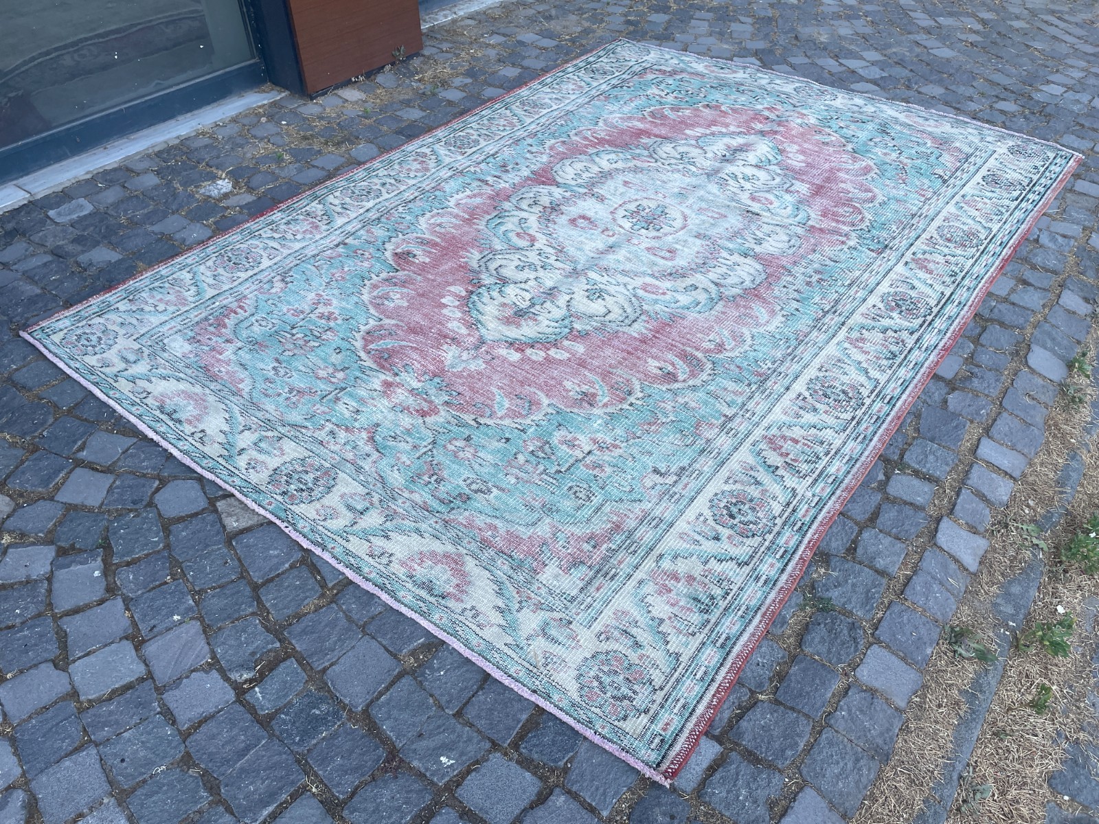 Turkish Vintage Rug, Handmade Wool Rug, Bohemian Large Rug, 6,3 x 9,3 ft