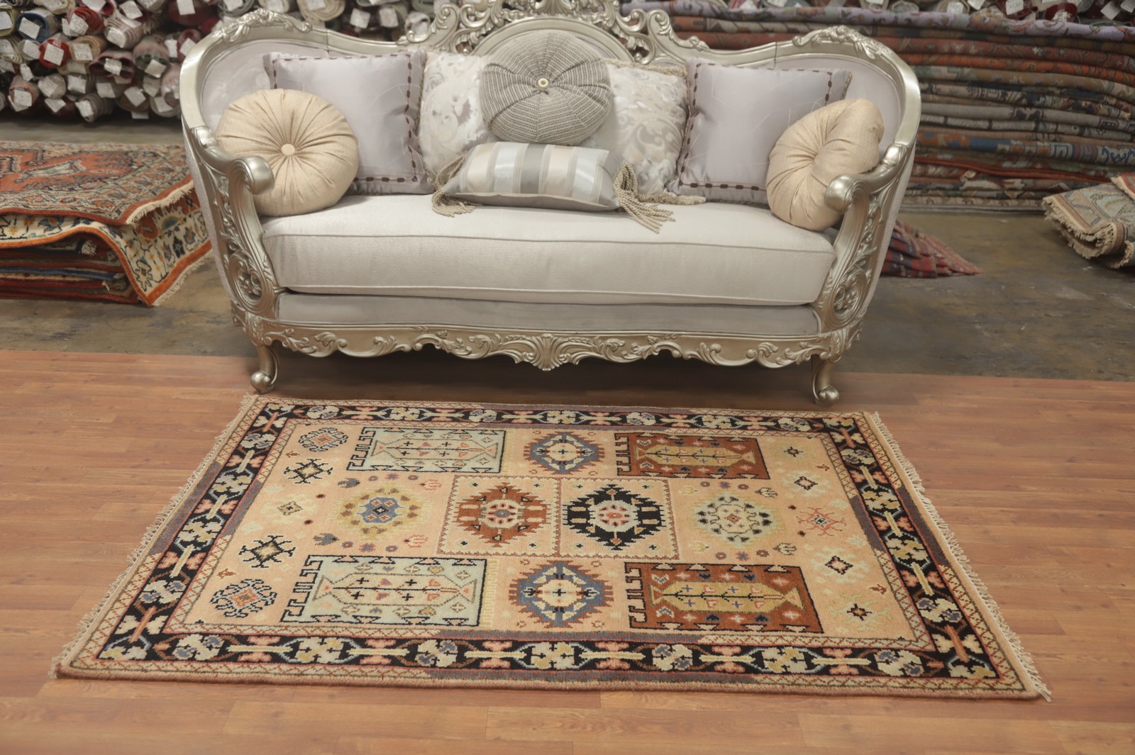 Traditional Geometric Kazak Handmade Wool Oriental Accent Rug 4×6 ft for Bedroom