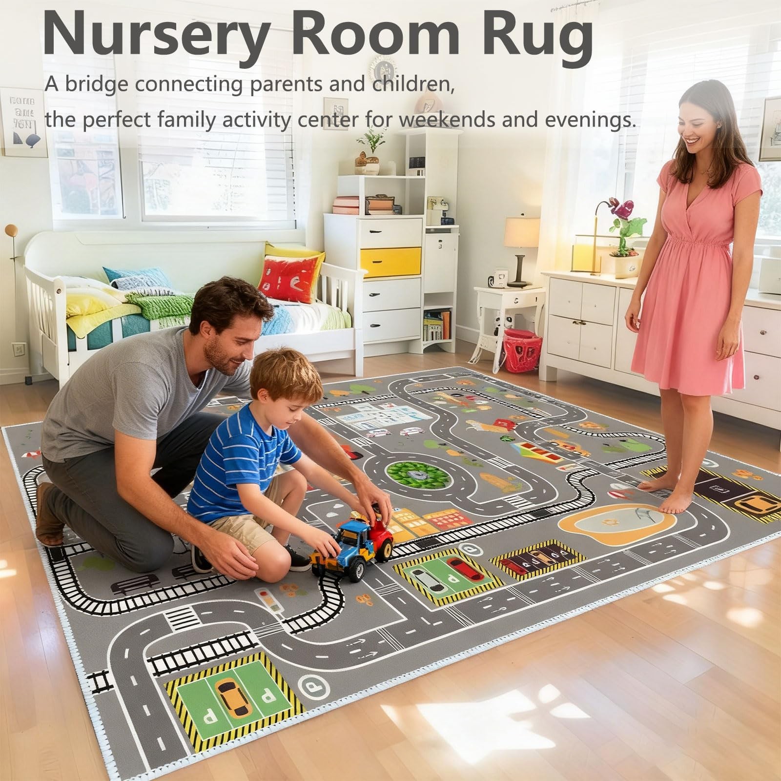 Kids Rug Play Mat Great for Playing with Cars and Toys,Educational Kid Road a…