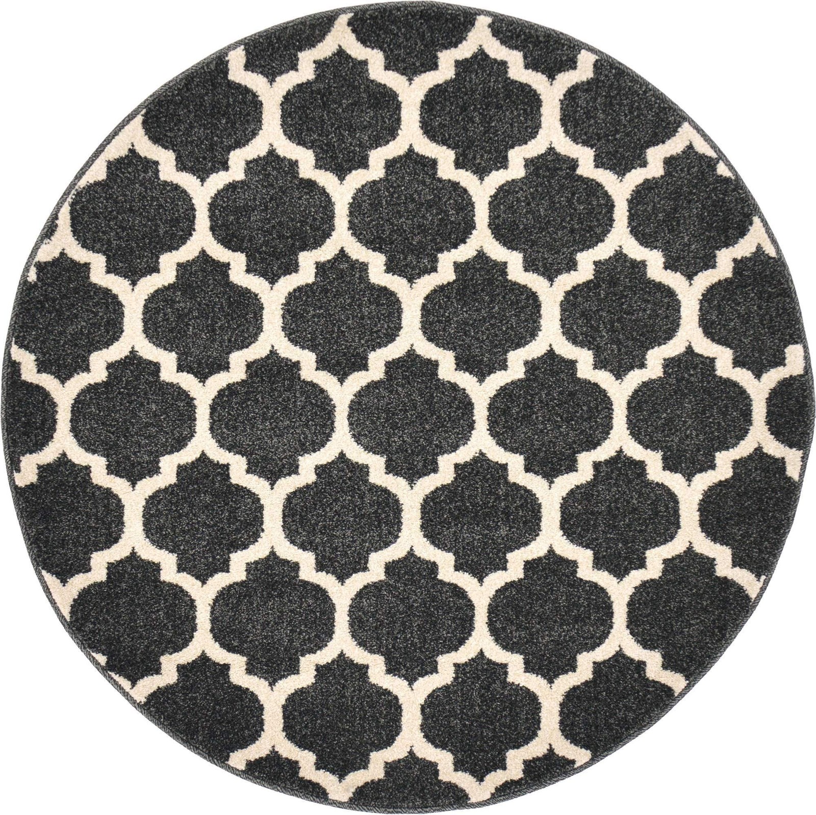Unique Loom Trellis Collection Area Rug – 3 3 Round Black/Beige