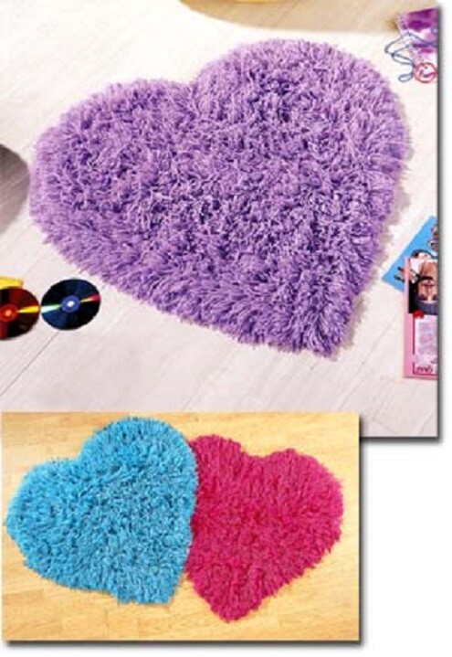 AQUA BLUE HEART SHAGGY THROW RUG 30″ NEW MACHINE WASHABLE DELUXE HEAVY NEW
