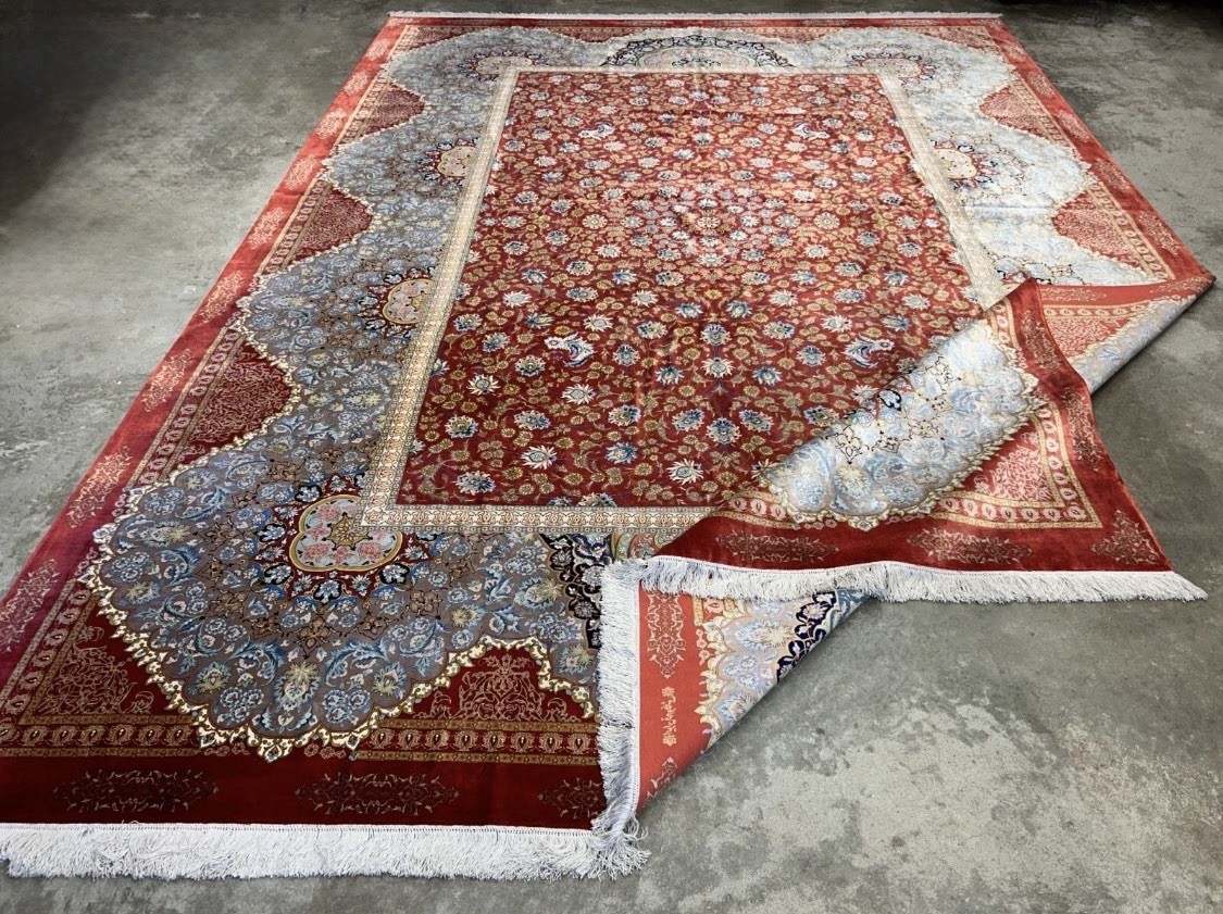 10×13 Luxurious Fine Hand-Knotted 100% Silk Signed Persiane Qume Rug Handmade