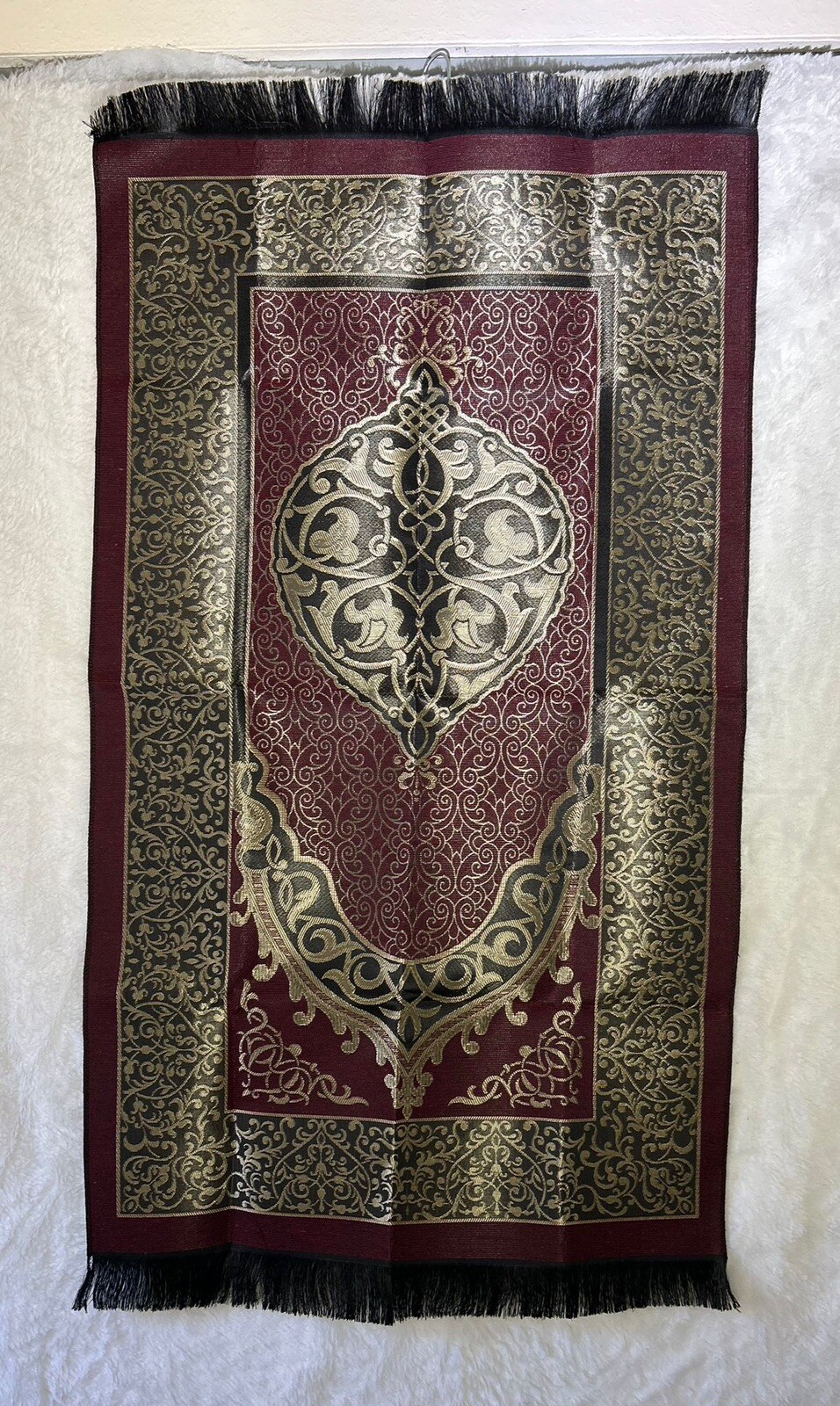 Islamic Prayer Mat Turkish Ottoman Thin Woven Chenille Taffeta Metallic