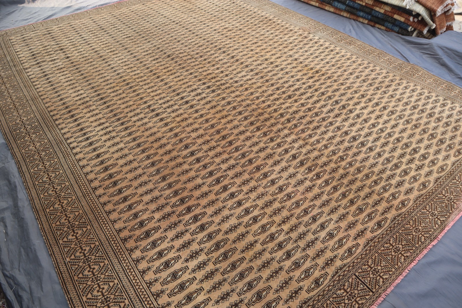 9’6×12’5 ft Antique Turkmen Bukhara Rug- Large Afghan Hand-Knotted Wool Area Rug