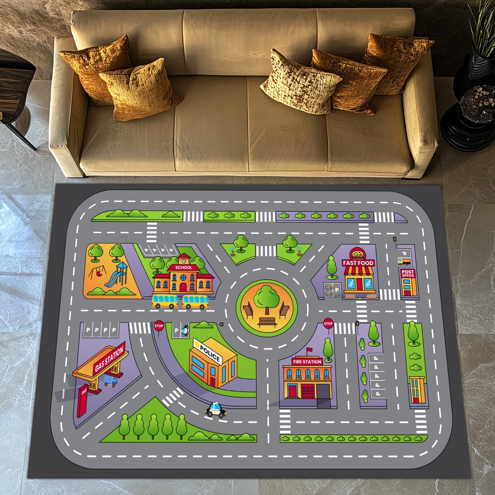 Race Track Rug, Road Rug, Racing Car Rug, Racing Car Area Rug, Game Room Rug