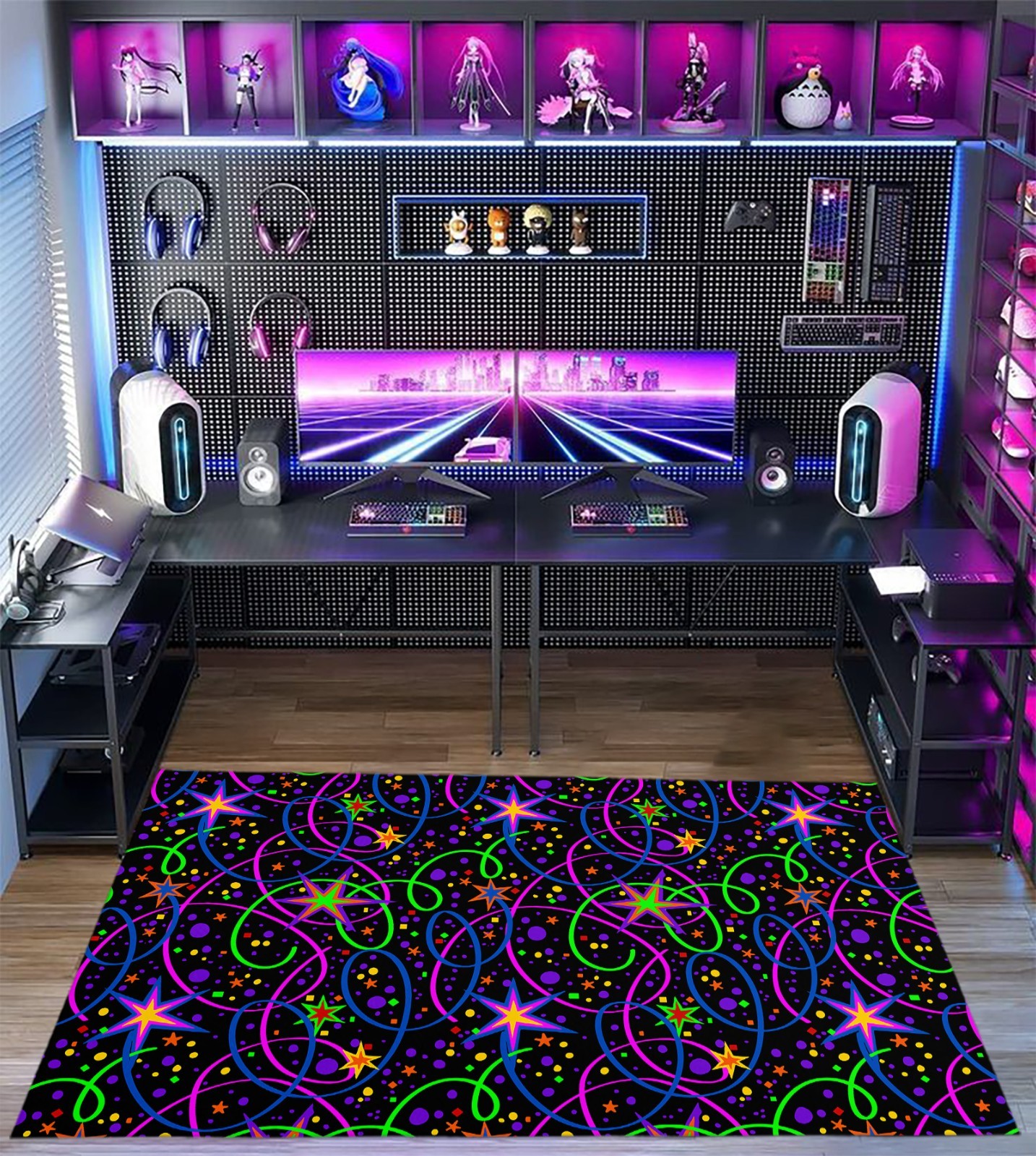 Star pattern rug, arcade rug, arcade saloon rug, arcade bar rug, 80s arcade rug