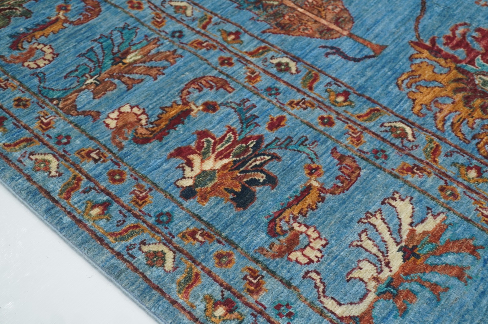 8×9 ft Blue Tree of Life Gabbeh Afghan Hand Knotted Wool Rug