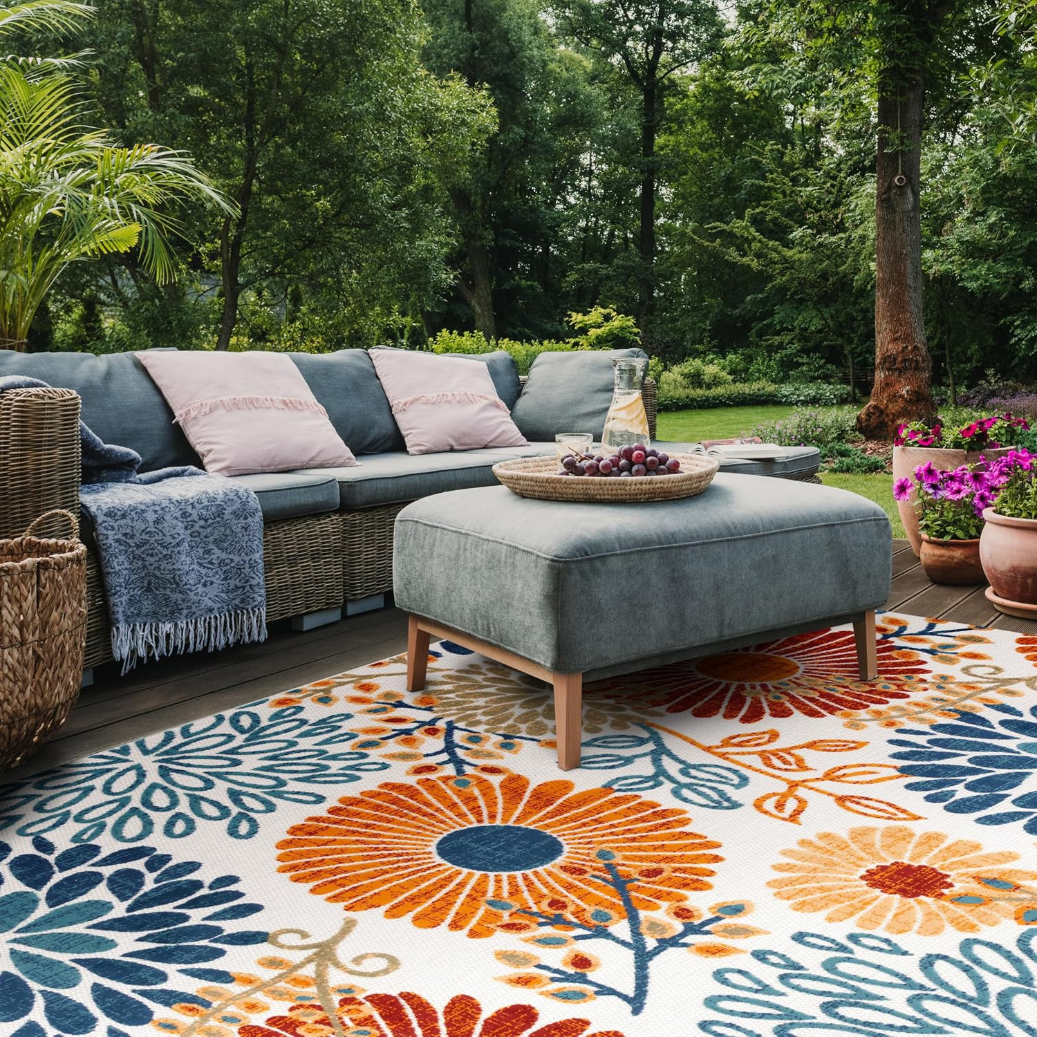 SAFAVIEH Washable Rug Outdoor Cabana Collection – 8′ X 10′, Cream & Red, Non-She