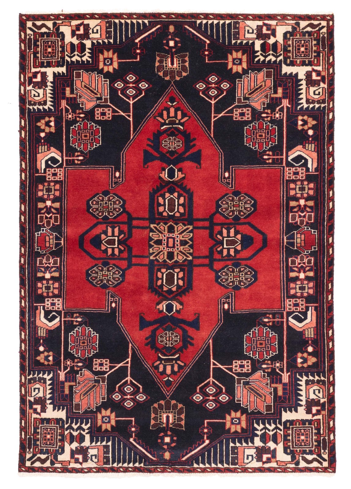 Vintage Hand-Knotted Area Rug 4’4″ x 6’3″ Traditional Oriental Wool Carpet