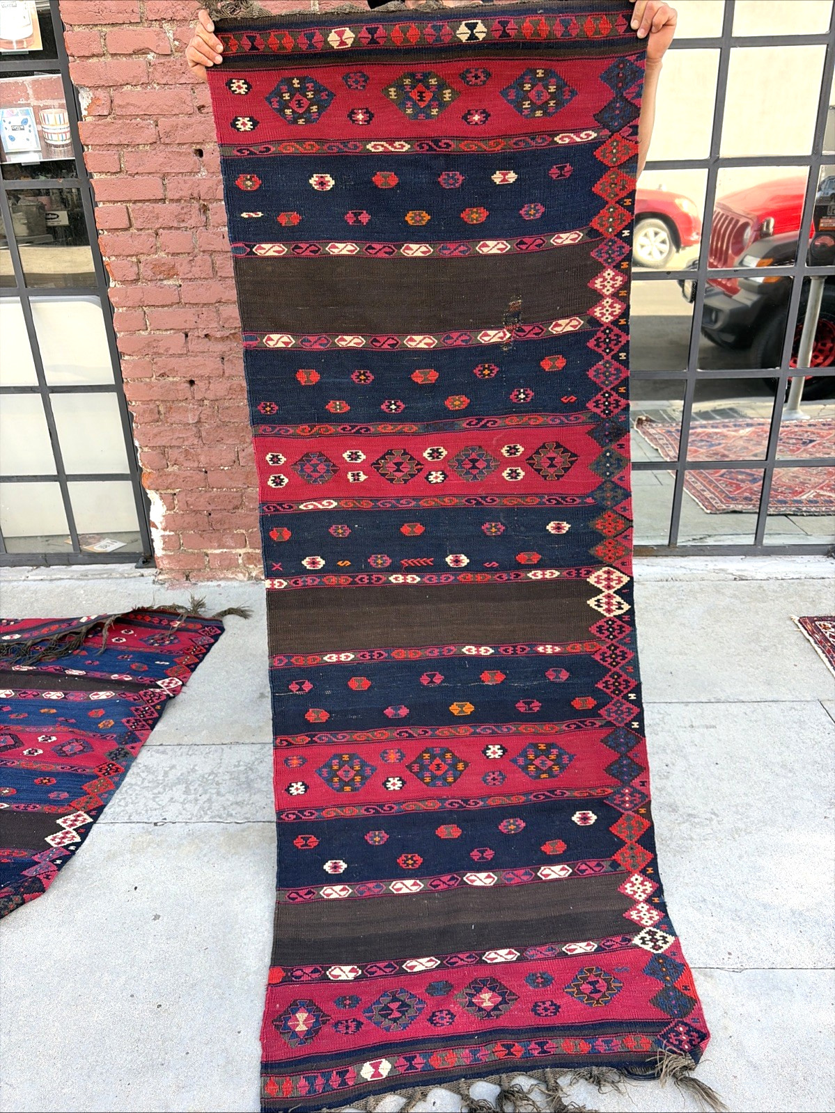 Auth: 19th C Yuruk Kurdish Kilim Drapery Hanging Wool & METAL 60×72