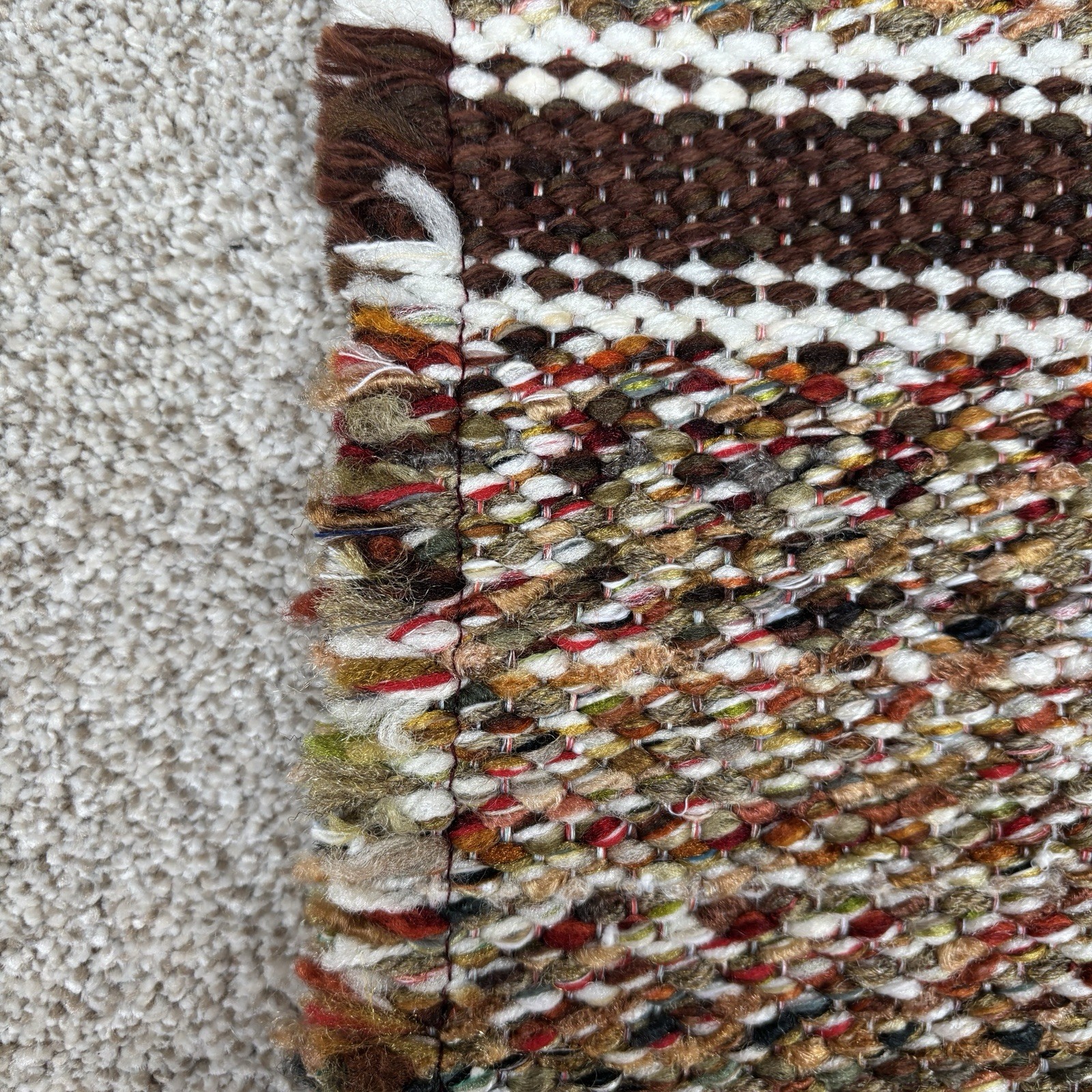 Vintage Multi-Color Woven Multicolor Hook Rug Kitchen Throw Decorative 41×24″