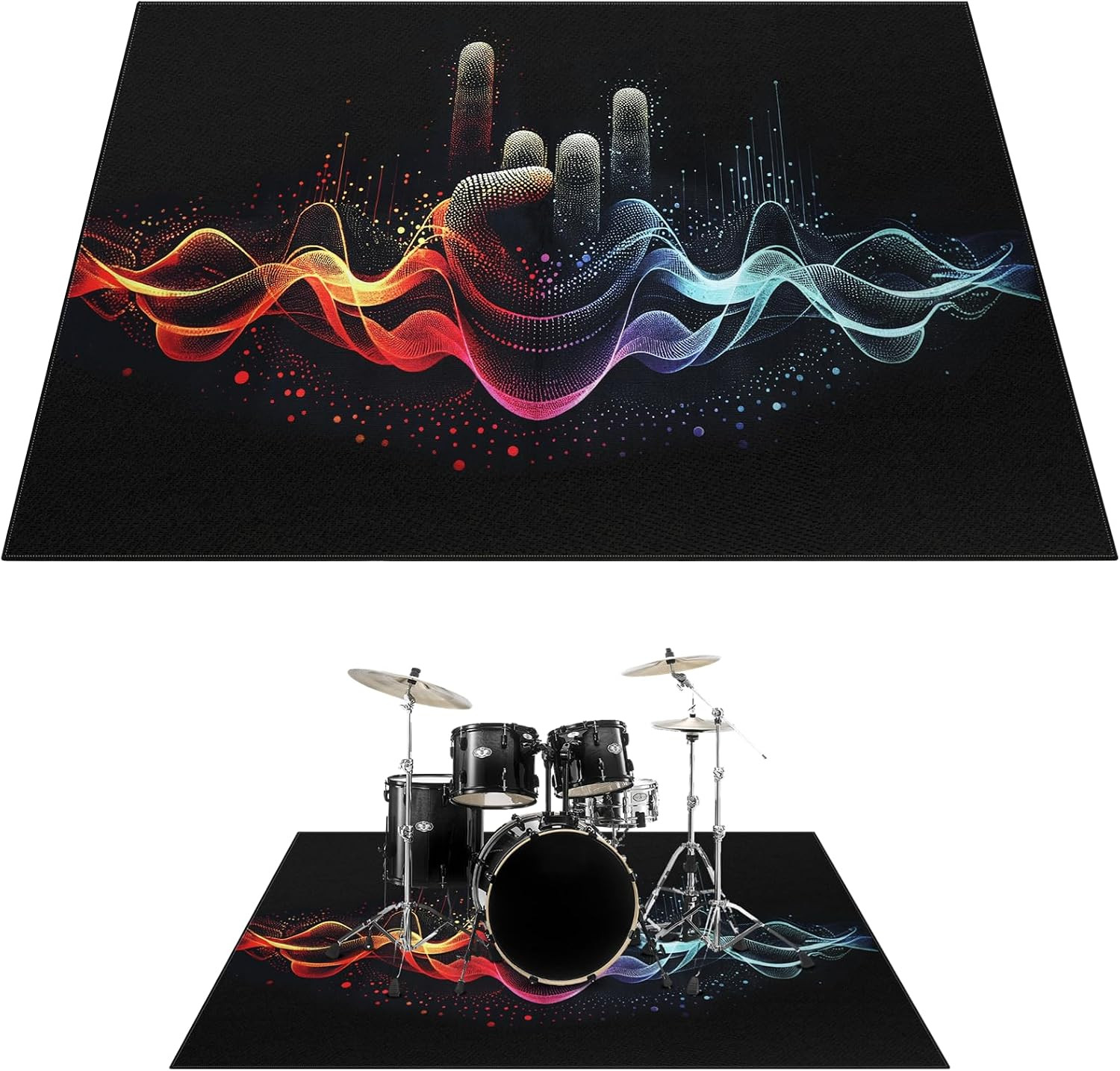 6 x 5 Ft Drum Rug Non Slip Drum Mat Sound Reducing Carpet for Drum Sets Piano
