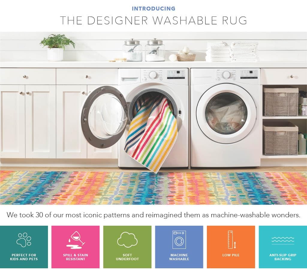 Dash & Albert Paint Chip 4’x6′ Multicolor Geometric Machine Washable Area Rug